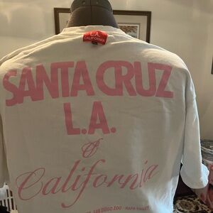 White and Pink Graphic T-Shirt set with shorts